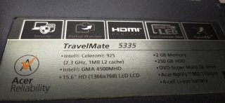 Portátil Acer TravelMate 5335