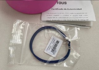 Pulsera Tous Oso Plata y Cordón Azul