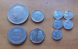 Lote 9 monedas antiguas pesetas España