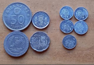 Lote 9 monedas antiguas pesetas España