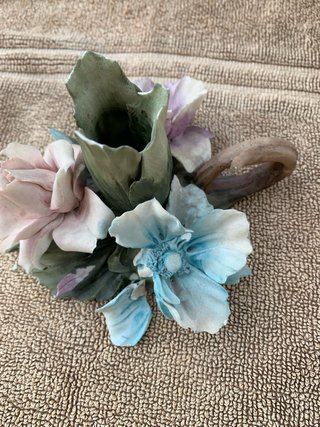 Portacandele Capodimonte Fiori Ceramica