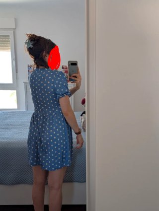 Vestido corto lunares celeste Stradivarius