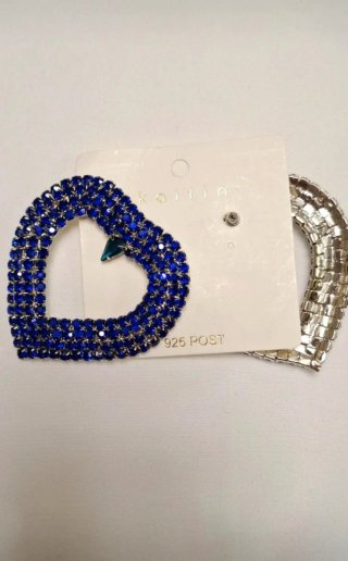 Pendientes Corazón Kaitin Azules y Plateados