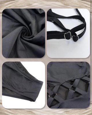 Costume intero nero sexy con tagli laterali TG XL