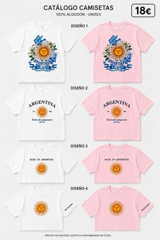 Camiseta estampada Argentina, diferentes diseños.