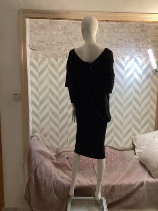 Vestido Negro todas tallas punto falda fruncid XXL