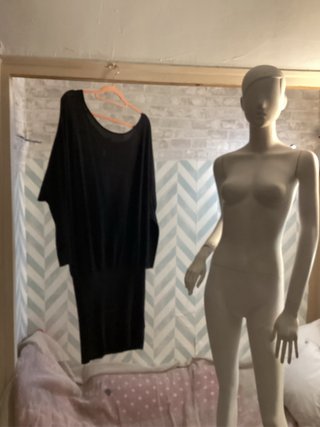 Vestido Negro todas tallas punto falda fruncid XXL