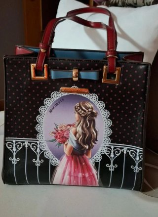 Bolso Nicole Lee Negro con Lunares Rosas
