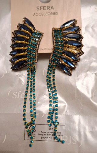 Pendientes Sfera Azul y Dorado