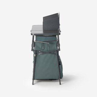 Mueble de cocina de camping L, plegable y con mampara