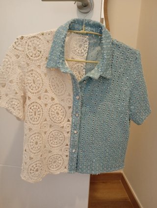 Blusa vaquera y encaje algodón