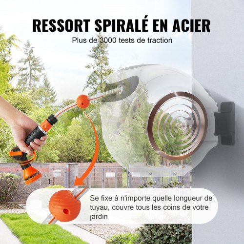 Carrello per Tubo Retrattile, Carrello per Tubo Acqua 20m x 1.3cm Montaggio a Parete Girevole 180°