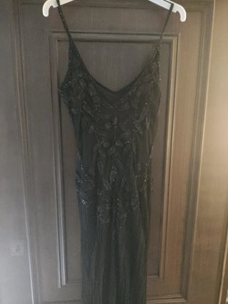 Vestido negro largo con pedrería vestido vintage