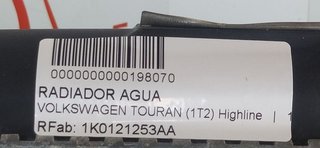 RADIADOR AGUA VOLKSWAGEN TOURAN (1T2) Highline