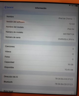 iPad Air 9,7 16GB A1474 Plata