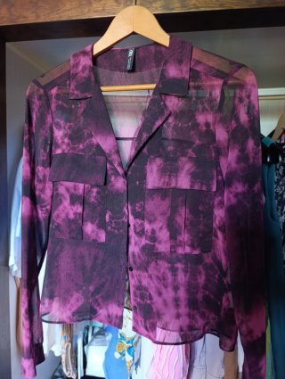 Camisa Zara Tie Dye Morado y Negro
