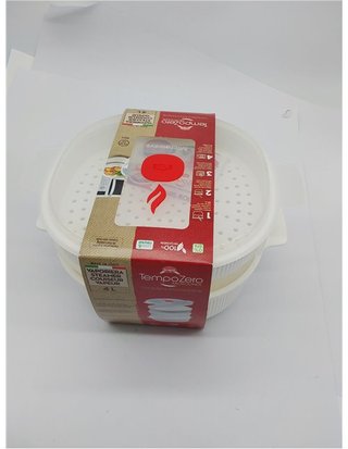 Snips - Vaporera Microondas con 2 cestas - 4 LT - Cocinar al Vapor 26 -5 x 22 x 13 -5 cm - Color Blanco - Made in Italy -Bpa Free