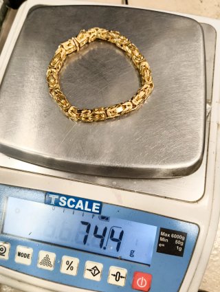 Pulsera Tubular Articulada Maciza Oro 18kt