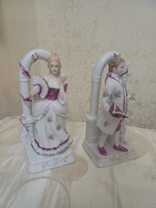 Coppia statuette vintage dame