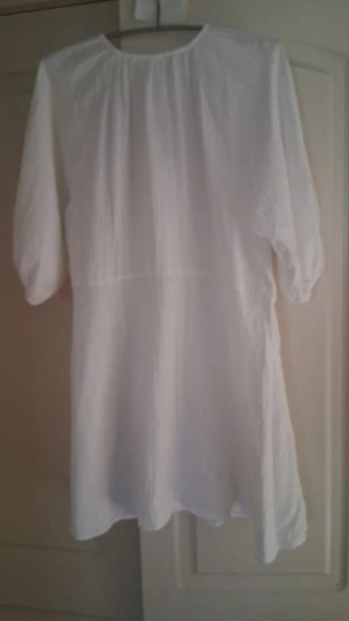 Vestido Túnica Corto H&M Blanco muselina algodón