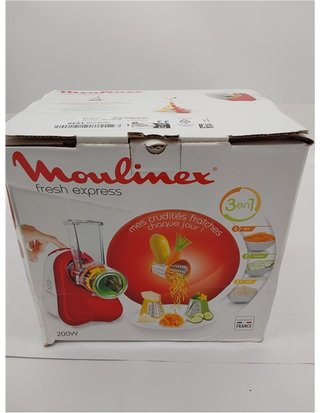Moulinex Fresh Express DJ7535 - Rallador eléctrico con 3 Funciones en 1 - 200 W - cortar en rodajas o cortar en tiras y rallar - 3