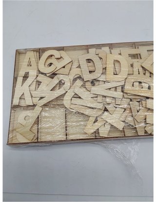 Relaxdays Set Letras de Madera - 104 Piezas - Mayúsculas A-Z 5 -5 cm de Alto - Letritas para Manualidades - Alfabeto - Natural - 1.5 x