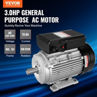 Motor Eléctrico de 2.2KW 2800 rpm, AC 220~240V 13.8A, 90L, Marco B3, Motor de Compresor de Aire Monofásico, Eje Con Diente de 24mm, Rotación CW/CCW para Maquinaria Agrícola y Equipos Generales