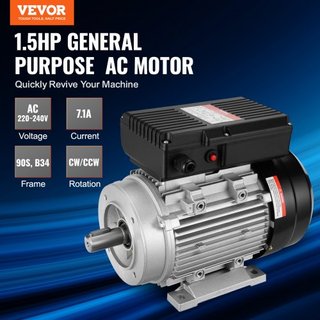 Motor Eléctrico de 1.1KW 2800 rpm, AC 220~240V 7.1A, 90S, Marco B34, Motor de Compresor de Aire Monofásico, Eje Con Diente de 24mm, Rotación CW/CCW para Maquinaria Agrícola y Equipos Generales