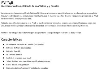 Peavey PVi4B Mezclador Autoamplificado + Bluetooth