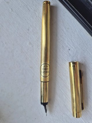 Pluma Morris chapada en oro 18 KT antiguo