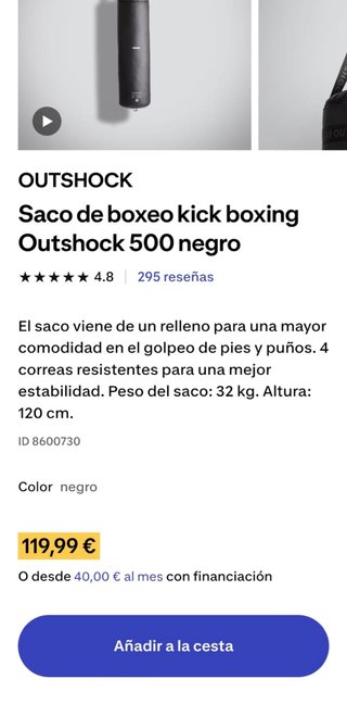 Saco Boxeo/Kick Boxing Casi Nuevo