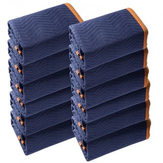 Manteles de Mudanza, 80" x 72", Peso de 65 lbs/dz, 12 Paquetes, Manta de Empaque Profesional de Tela No Tejida y Algodón Reciclado, Almohadillas de Mudanza de Alta Resistencia para Proteger Mueble...