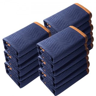 Manteles de Mudanza, 80" x 72", Peso de 65 lbs/dz, 12 Paquetes, Manta de Empaque Profesional de Tela No Tejida y Algodón Reciclado, Almohadillas de Mudanza de Alta Resistencia para Proteger Mueble...