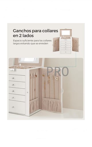 Caja Joyero de 6 Niveles, Caja para Joyas con 5 Cajones