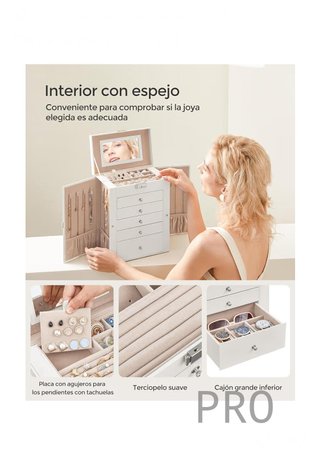 Caja Joyero de 6 Niveles, Caja para Joyas con 5 Cajones