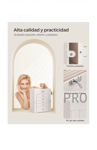 Caja Joyero de 6 Niveles, Caja para Joyas con 5 Cajones