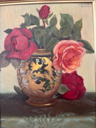 Pintura al óleo Bodegón Rosas