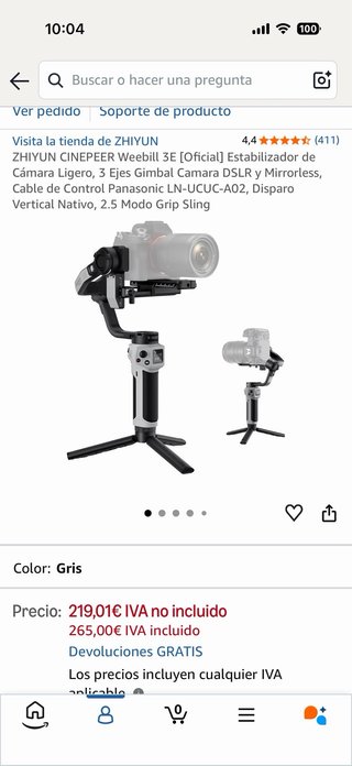 Gimbal Zhiyun Weebill 3E, se ha usado 3 veces