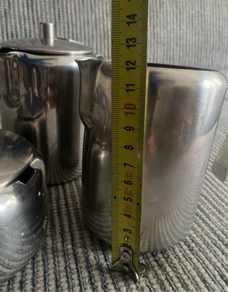 Juego de café metálico plateado