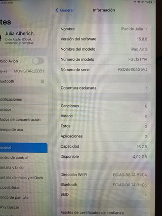 Apple iPad Air 2 Plata