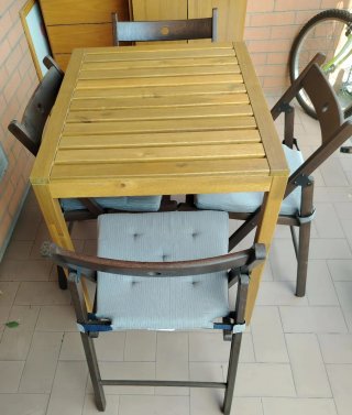 Tavolo Giardino + 4 Sedie Legno