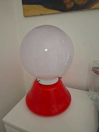 Lampada vintage vetro rosso e bianco