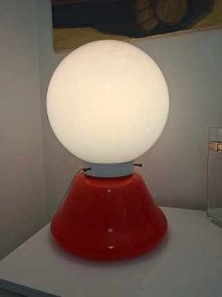 Lampada vintage vetro rosso e bianco