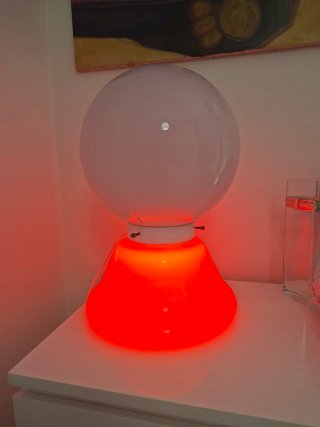 Lampada vintage vetro rosso e bianco