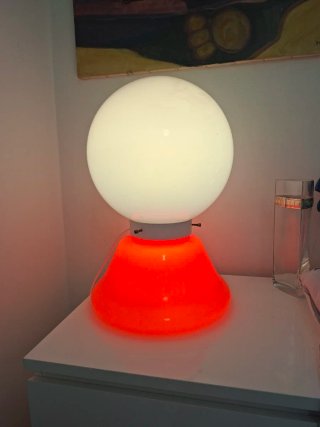 Lampada vintage vetro rosso e bianco