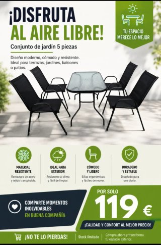 Conjunto de jardín 5 piezas