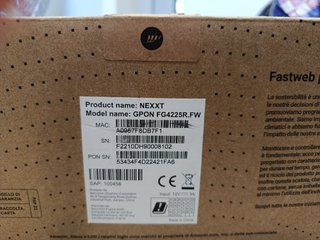 Router Fastweb NeXXt GPON FG4225R.FW alexa wifi6