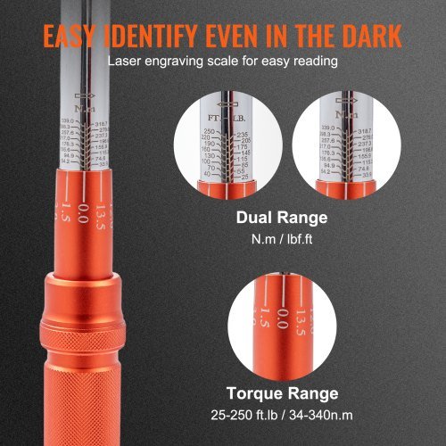 Llave de Torque, Llave de Torque de 1.3 cm de Drive Click, Juego de Llave de Torque Ajustable de Doble Dirección, Kit de Llave de Torque con Escalas de Doble Rango con Adaptadores y Varilla de Ext...
