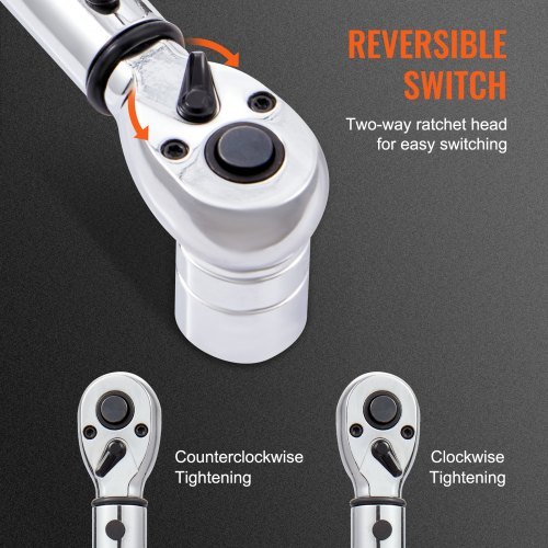 Llave de Torque, Llave de Torque de 1.3 cm de Drive Click, Juego de Llave de Torque Ajustable de Doble Dirección, Kit de Llave de Torque con Escalas de Doble Rango con Adaptadores y Varilla de Ext...