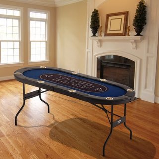 Mesa de Póker Plegable para 8 Jugadores, Mesa de Póker Texas Holdem Blackjack con Rieles Acolchados y Portavasos de Acero Inoxidable, Mesa de Juego de Cartas Plegable y Portátil, Mesa de Ovala de ...